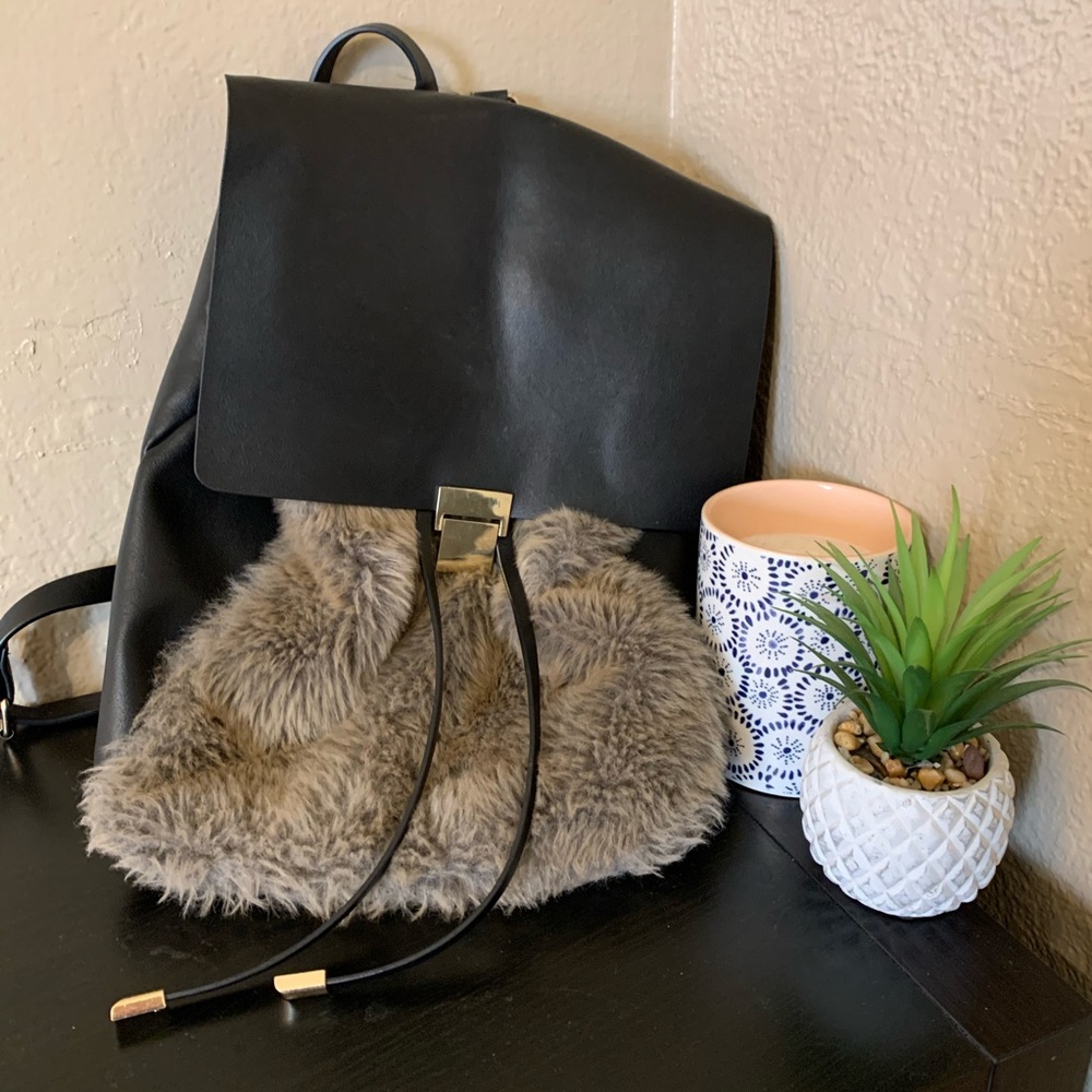 Zara faux fur backpack